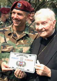 The Archbishop of the state of Louisiana (LA), Phillip Hannan and 82AB Maj Gen. William Caldwell IV 82AB